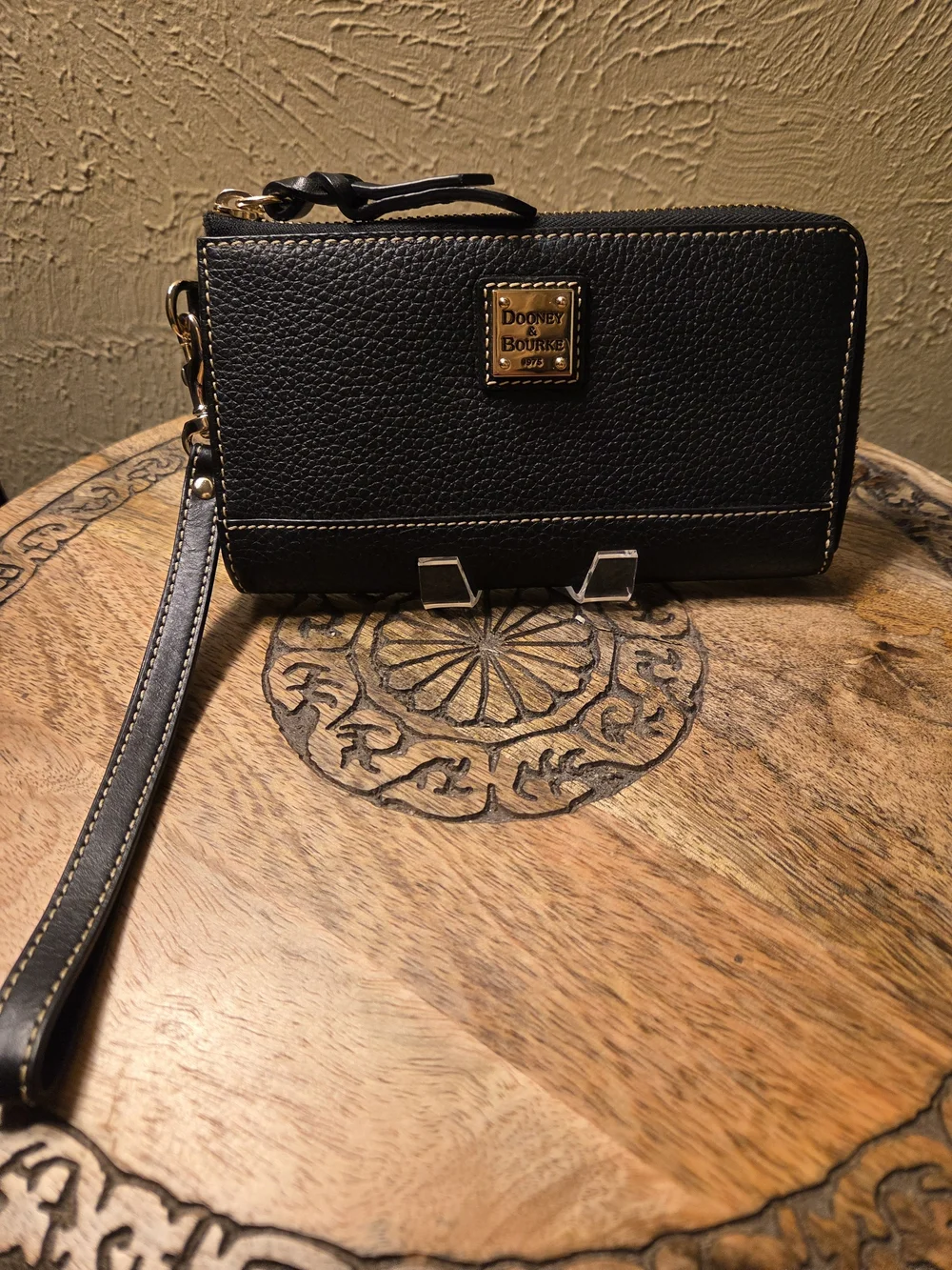 Dooney & Bourke Black Pebbled Leather Wristlet/Wallet
